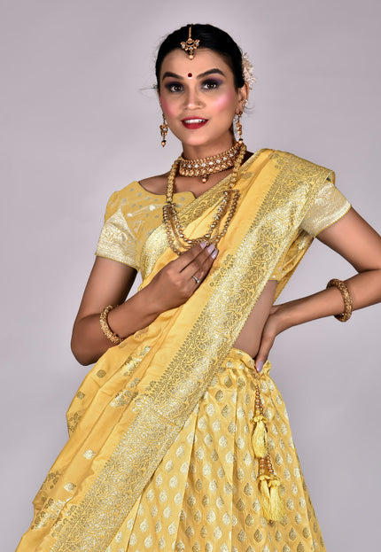 Yellow Banarasi Half Saree