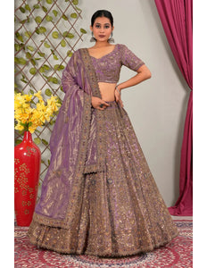 Purple Latest Embroidery Net Lehenga Choli For Women