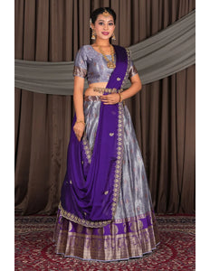 Lavender Banarasi Silk Lehenga Choli with Dupatta