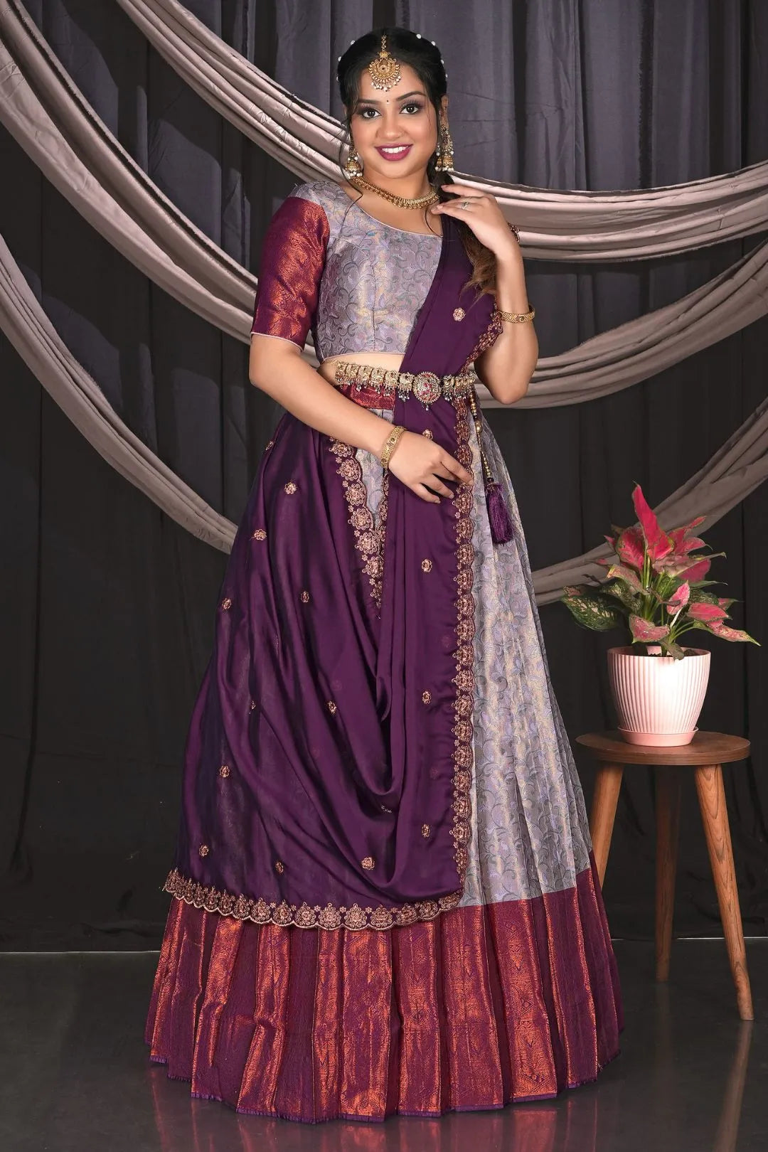 Lavender Designer Banarsi Lehenga Choli