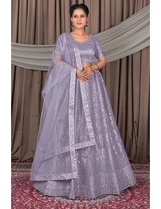 Lavender Designer Net Lehenga Choli For Women