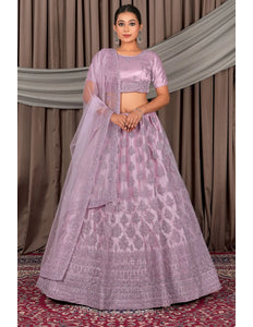 Lavender Latest Net Lehenga Choli For Women
