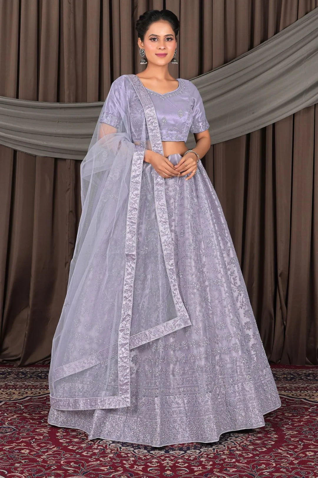 Lavender Party Wear Heavy Designer Net Lehenga Choli