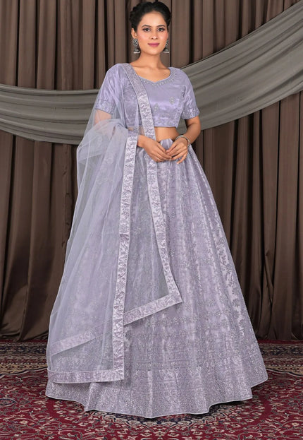 Lavender Party Wear Heavy Designer Net Lehenga Choli