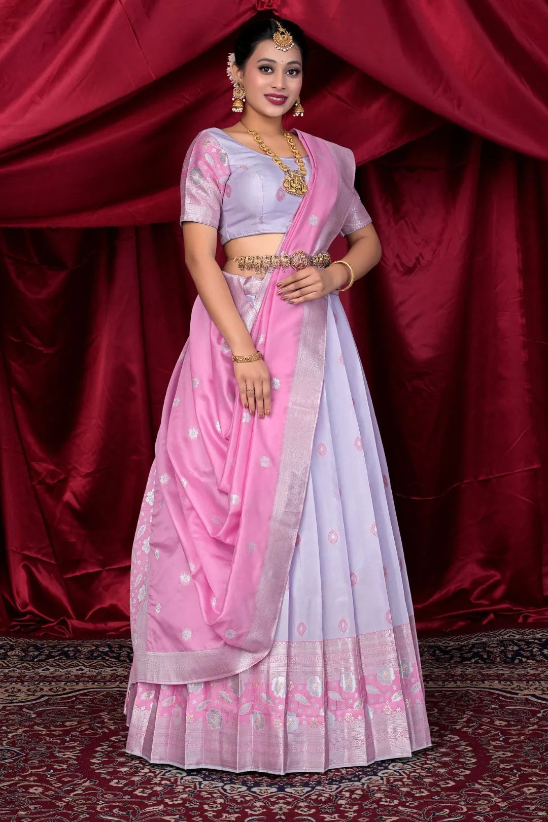 Lavender Silk Fabric Lehenga Choli For Women