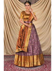 Lavender Tissue Silk Pattu Lehenga Choli For Women