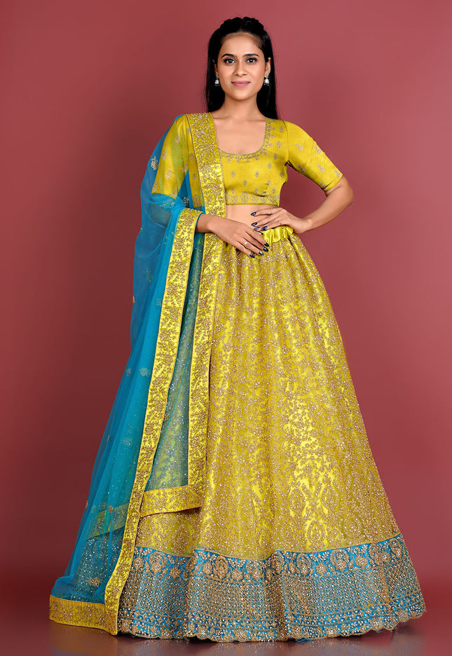 Lemon Designer Net Lehenga