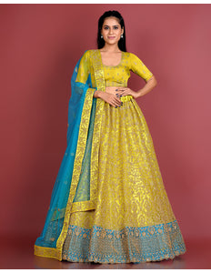 Lemon Designer Net Lehenga