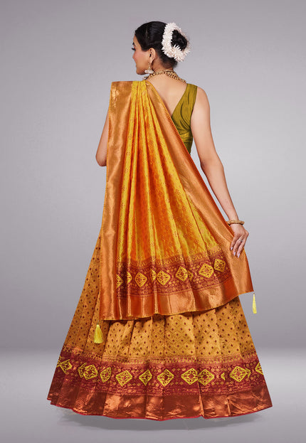 Mustard Kanjivaram Silk Half Saree