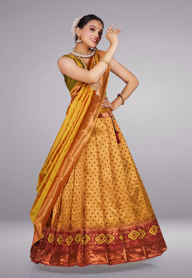 Mustard Kanjivaram Silk Half Saree