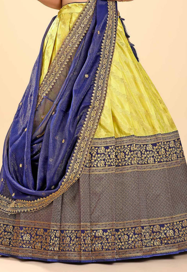 Lemon Banarasi Half Saree