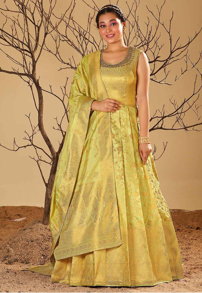 Lemon Banarasi Gown