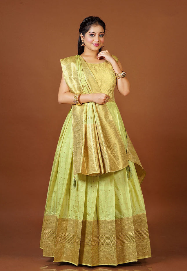 Lemon Banarasi Readymade Gown