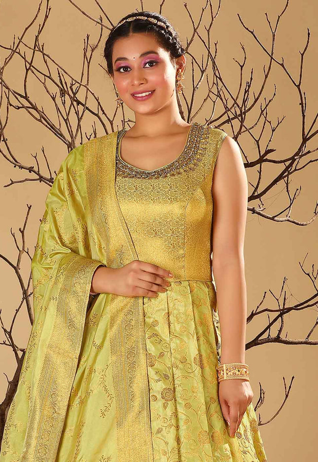 Lemon Banarasi Gown