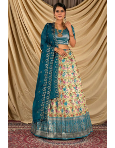 Lemon Digital Print Tissue Silk Lehenga Choli For Women