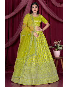 Lemon Embroidery Work Net Lehenga Choli