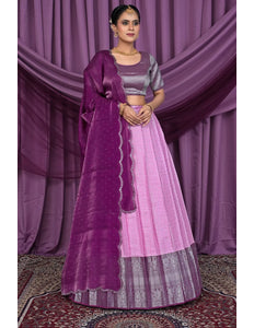 Light Pink Banarasi Silk Latest Lehenga Choli With Zari Work