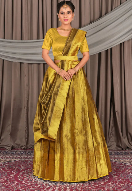 Liril Pure Two Tone Zari Tissue Pattu Half Saree For Women