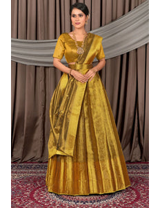 Liril Pure Two Tone Zari Tissue Pattu Half Saree For Women