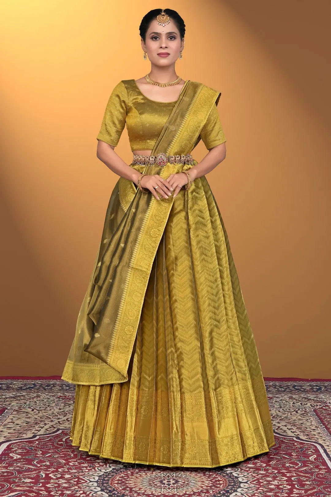 Liril Pure Two Zari Tissue Half Saree For Women