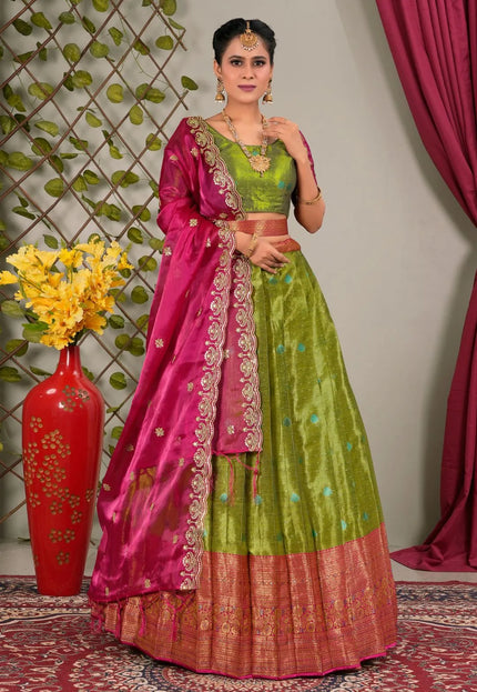 Liril Zari Silk Semi-Stitched Lehenga For Women