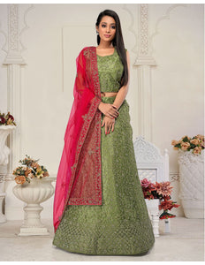 Mehendi Readymade Net Lehenga