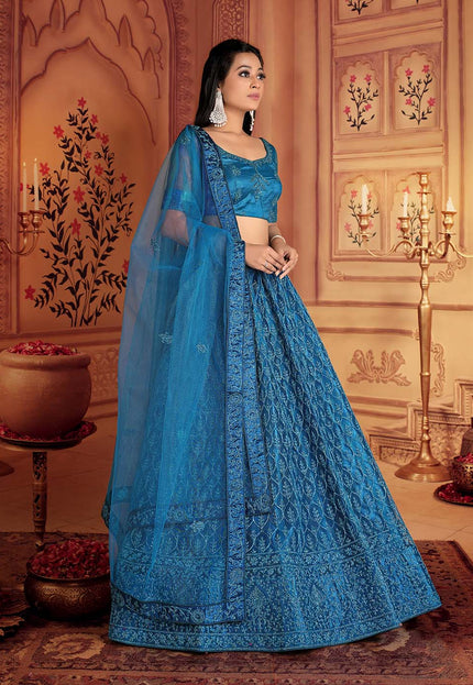 Morpich Embroidered Net Lehenga