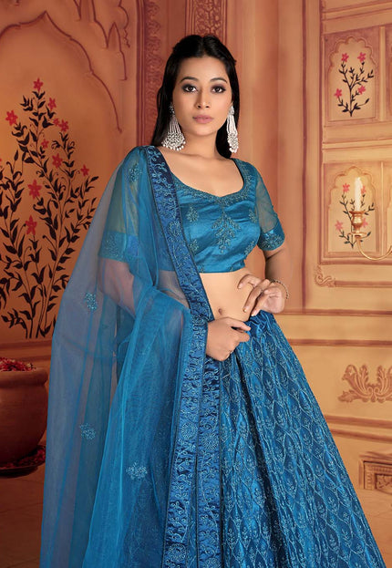 Morpich Embroidered Net Lehenga