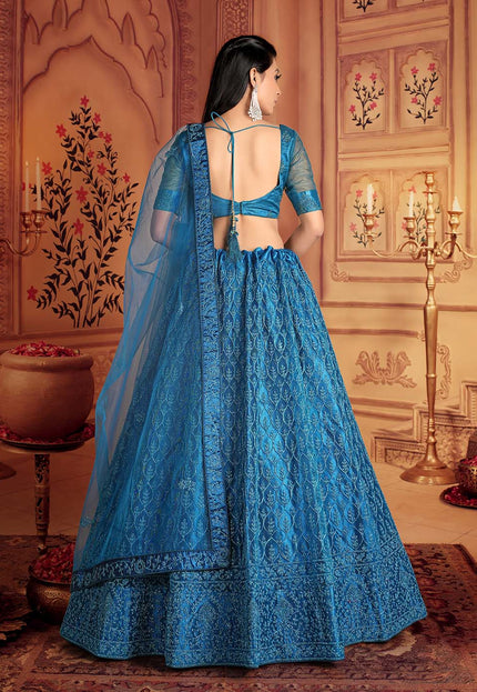 Morpich Embroidered Net Lehenga