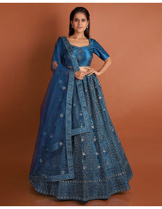 Morpich Color Floral Net Lehenga