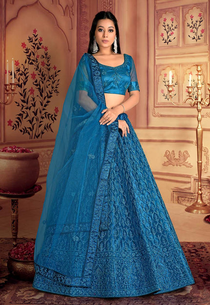 Morpich Embroidered Net Lehenga