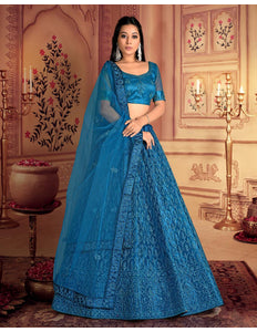 Morpich Embroidered Net Lehenga