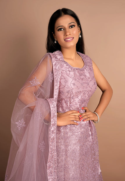 Purple Crop Top Net Lehenga Choli For Women