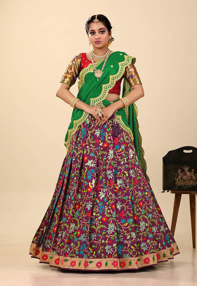 Magenta Banarasi Silk Latest Lehenga