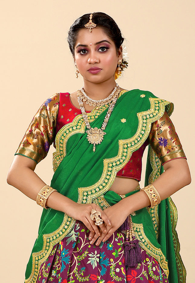 Magenta Banarasi Silk Latest Lehenga