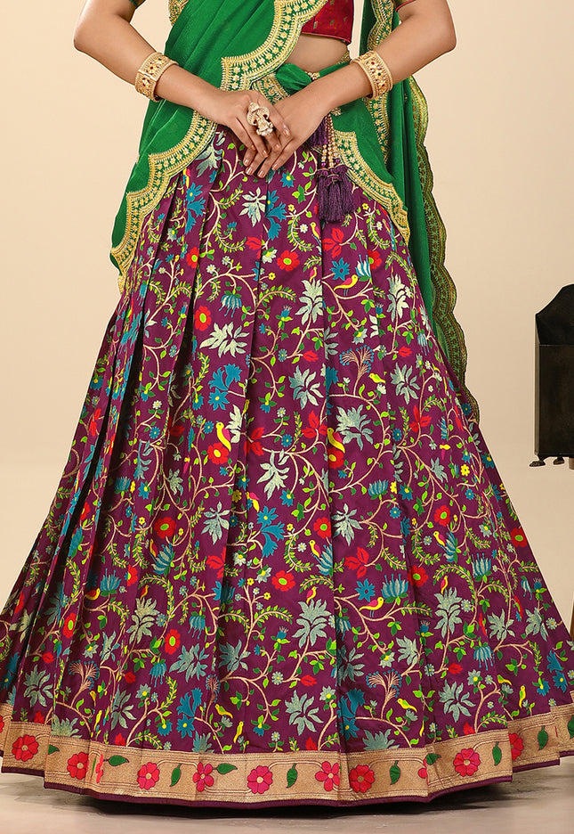 Magenta Banarasi Silk Latest Lehenga