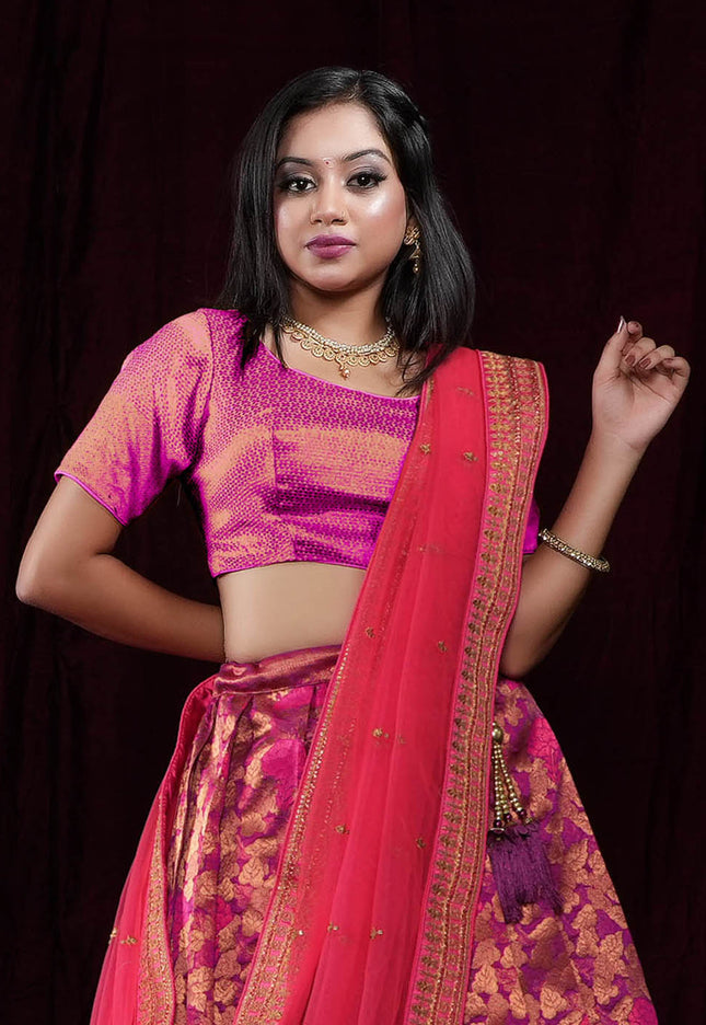 Rani Banarasi Silk Half Saree For Women