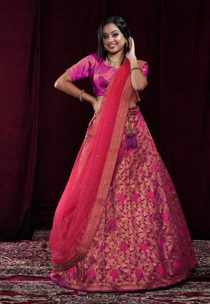 Rani Banarasi Silk Half Saree For Women