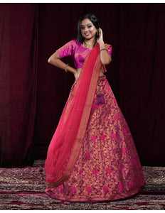 Rani Banarasi Silk Half Saree For Women