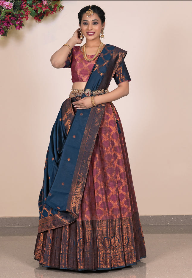 Woman wearing a traditional lehenga choli