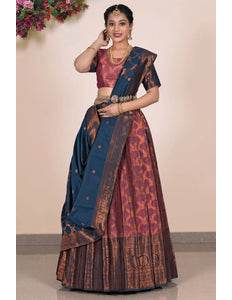 Magenta Banarasi Silk Lehenga Choli For Women