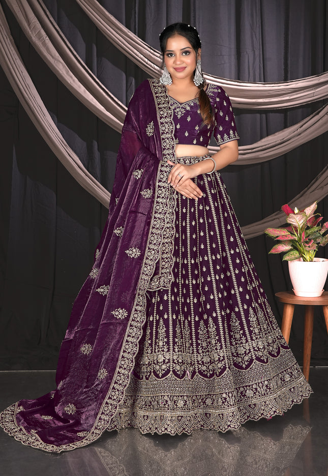 Magenta Net Designer Lehenga Choli For Events