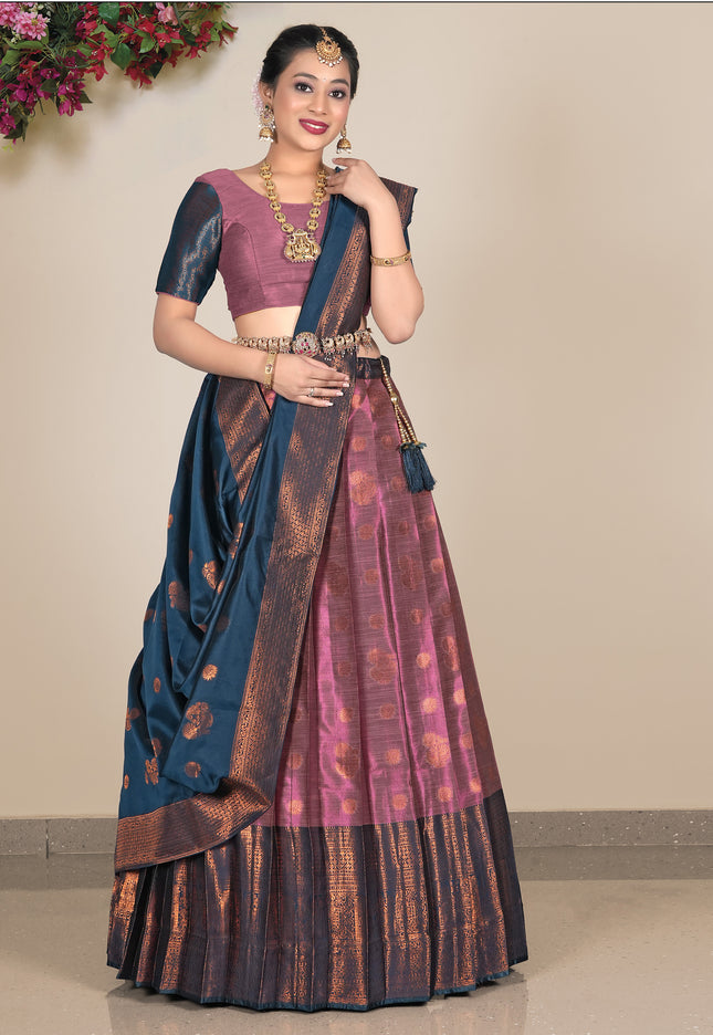 Woman wearing a traditional lehenga choli