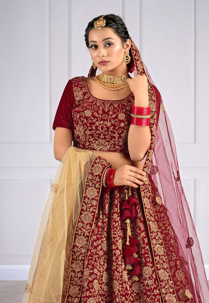 Maroon Bridal Lehenga Choli