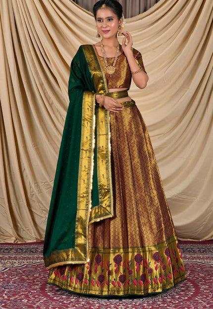 Maroon Banarasi Silk Lehenga Choli For Women