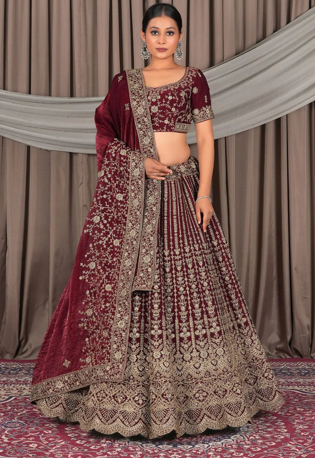 Maroon Latest Fendy Silk Lehenga Choli Design