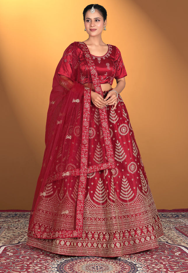 Red embroidered traditional outfit
