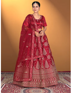 Red embroidered traditional outfit