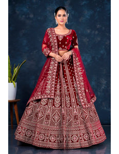 Woman wearing a red embroidered traditional outfit