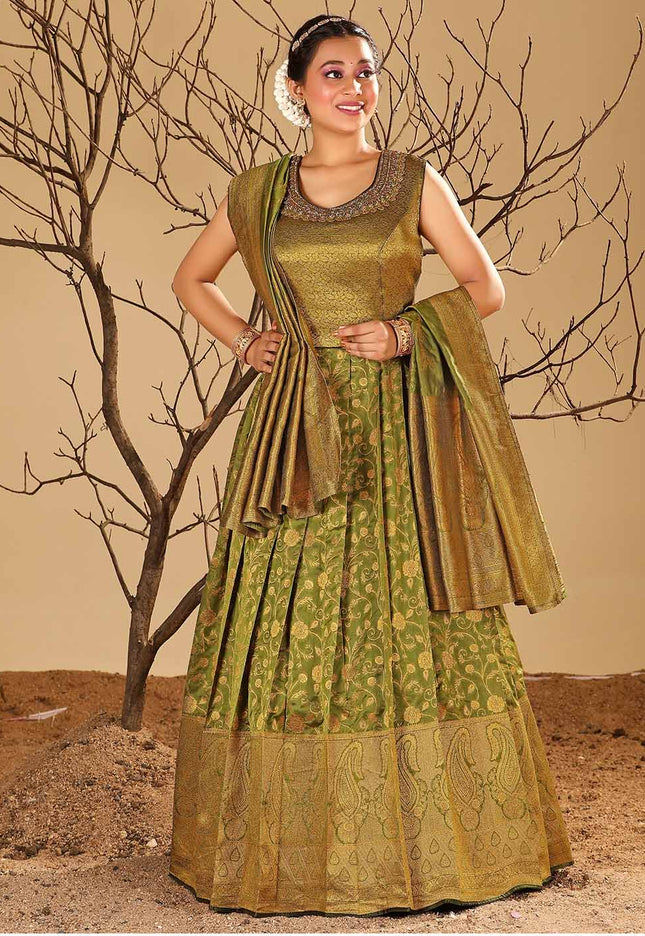 Mehendi Banarasi Gown